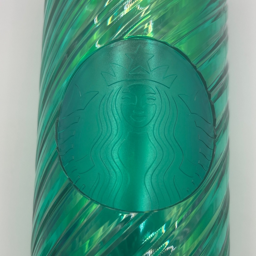 2022 Starbucks Textured Swirl 16 oz Cold Drink Tumbler iridescent Green - Picture 3 of 7